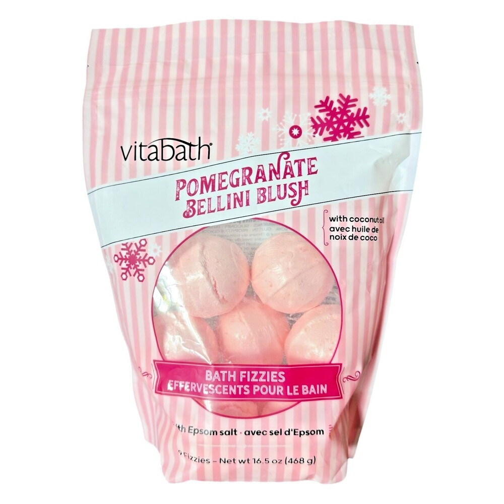 Vitabath Bath Fizzies w/Epsom Salt Relax Nourish - Pomegranate Bellini Blush 9ct
